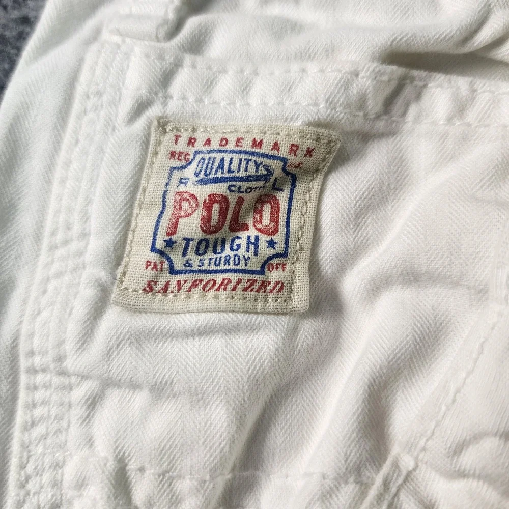 Vintage Polo Ralph Lauren Shorts Mens 36x9 Soft White Sanforized Cotton Utility‎